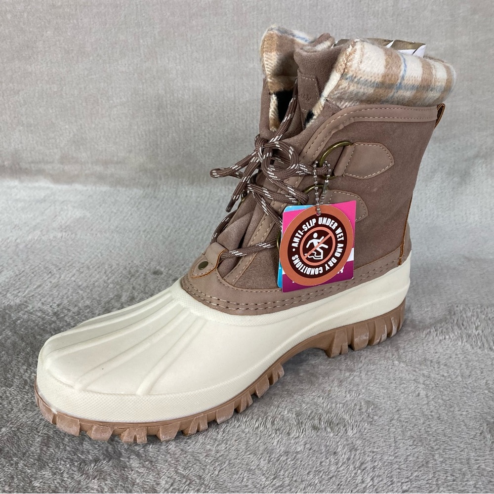 Skechers Windom Boots Womens Size 8 Tan Waterproof Duck Snow Winter Faux Fur NEW - Picture 4 of 13